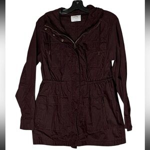 Old Navy HOODED UTILITY “BROWN TUPELO “S/612747-01 Lightweight Zip Up Travel